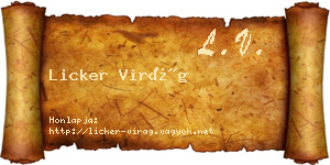 Licker Virág névjegykártya